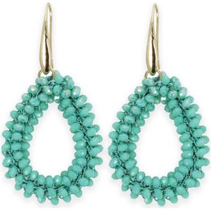 Lajetti - Druppel Oorbel Lichtblauw Turquoise - Dames Oorbellen - Beaded Earrings