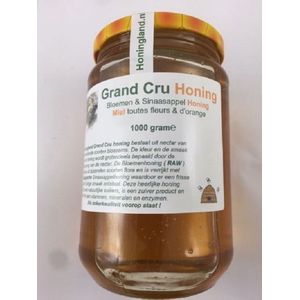 Honingland : Grand Cru Bloemen & Sinaasappel Honing, Miel toutes fleurs & d’orange.  1000 gram