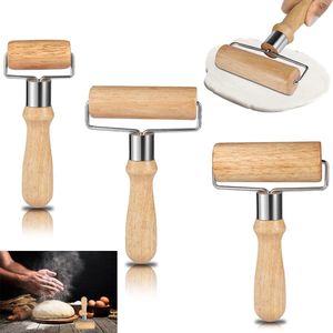 3 stuks houten deegroller: groot, middelgrote en kleine deegroller, pizzaroller voor pizza, cake, bakaccessoires, tortilla, fondant, pastadeeg (3 maten)