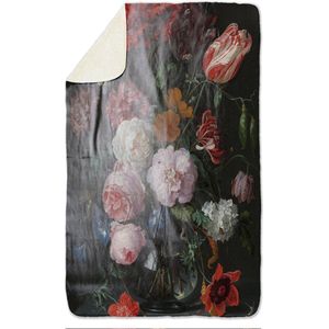 Fleecedeken Bloemen1, FD2023805, 96x146cm, Polyester Sherpa