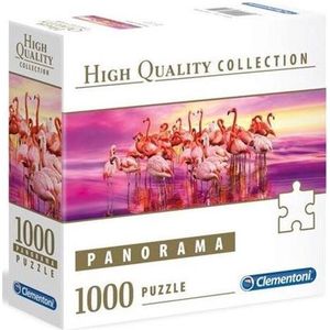 Puzzel 1000 Stukjes Volwassenen - Legpuzzel - Clementoni Puzzel - Panorama roze flamingo's 70x50cm - Puzzel 1000 Stukjes