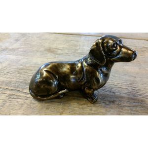 ☆ ☆ ☆ BRONZEN BEELD ✅ TECKEL HOND | DIEREN BEELDEN HONDEN | ✅ ✅ ✅ GRATIS VERZENDEN ✅ ✅ ✅