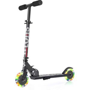 Suotu Kinderstep - Step - lichtgevende wielen - voor Jongens en Meisjes - 3 tot 12 Jaar - tot 50 kg - Aluminium - Zwart