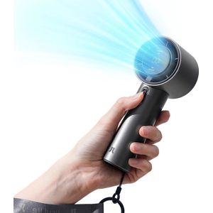 Handventilator draagbaar - snelheid (1-100) verstelbaar - turbo-miniventilator - 5000 mAh oplaadbaar - persoonlijke ventilator - digitaal display - reizen/kamperen - grijs Handventilator