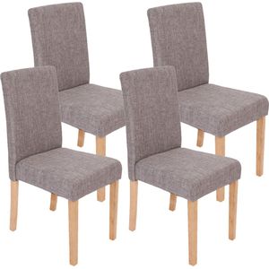 Set van 4 eetkamerstoelen Keukenstoel Littau ~ textiel, grijs, lichte poten