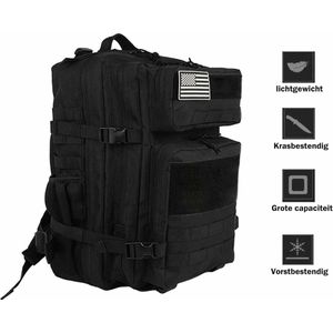 Meedeer Waterdichte Militaire Rugzak - 45L -Militaire Tactische Tassen voor Heren - Grote Capaciteit 900D Waterdicht Oxford Stof - Hoge Dichtheid Meerdere Zakken - voor Wandelen Kamperen, Bergbeklimmen, Jagen, Buiten Fietsen(Kleur: Black)