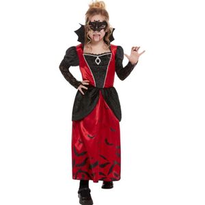 SMIFFY'S - Gemaskerde gothic vampier outfit voor meisjes - 146/158 (10-12 jaar)