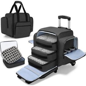 Nagellak koffer - Rolling Nail Polish Organizer - 144 Flessen - Afneembare Dolly - 3 Verwijderbare Cases - Zwart Nagellak koffer