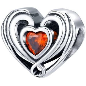 Hart mood bedel zirconia | heart bead | Zilverana | geschikt voor alle bekende merken | 925 zilver | moederdag