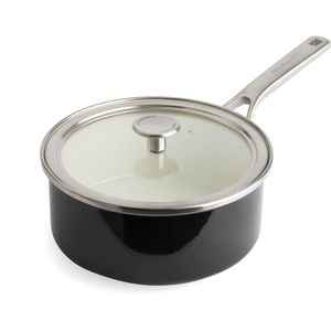 KitchenAid Steel Core Enamel steelpan 20cm 2,4L - Onyx Zwart - inductie - PFAS-vrij