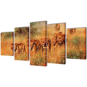 vidaXL-Canvas-muurdruk-set-leeuw-100-x-50-cm