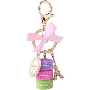 Sleutelhanger Macaron Cake Tower met Kleurrijke Leuke Legering voor Sleutelhanger Tas Hanger Auto Charm Decoratie (paars)