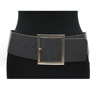 Thimbly Belts Dames tailleriem donkergrijs - dames riem - 8 cm breed - Grijs - Echt Lak leer - Taille: 95cm - Totale lengte riem: 110cm