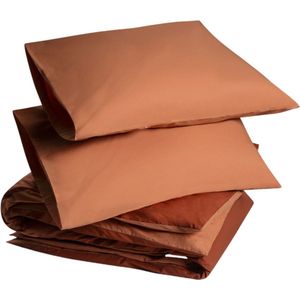 Yumeko overtrekset percal dubbelzijdig terracotta/roestig rood 240x220 + 2/60x70 - Bio, eco & fairtrade