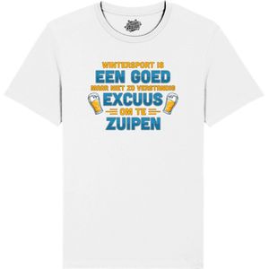 Wintersport is een goed excuus om te zuipen - Grappige Apres Ski en Bier Wintersport Kleding - Unisex - Foute Ski en Snowboard Vakantie Cadeau - Unisex T-Shirt - Wit - Maat S