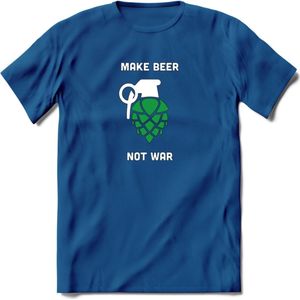 make beer not war Bier T-Shirt | Unisex Kleding | Dames - Heren Feest shirt | Drank | Grappig Verjaardag Cadeau tekst | - Donker Blauw - S