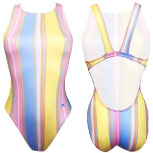 Turbo Pastel Stripes Zwempak Geel L Vrouw