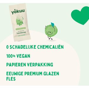 YOKUU Probiotische Vegan Handzeep – Komkommer & Munt – 1 Herbruikbare Glazen Fles + 3 Parels – Schuimende Waterloze Zeep