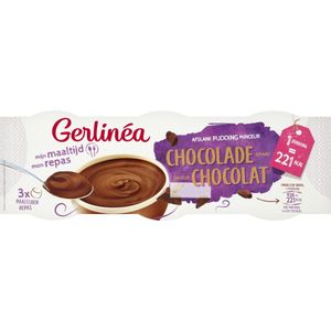 Gerlinea Afslank Maaltijdpudding (Kant-en-klaar) - Chocolade - 3 x 210g