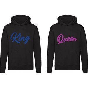 King & Queen 2 Prachtige Hoodie's | relatie | partner | verliefd | valentijnsdag | vriend | vriendin | man | Vrouw | Kind | Dames | Heren | Kinder | Trui | Capuchon