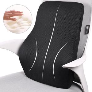 Stoel Kussen Memory Foam Lendensteun Rug kussen Ergonomische Lumbale Zwart Voor Bureaustoel, Auto Anti Rug Pijn Klachten Gezondheid