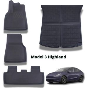 AIM Vloermattenset 4-delig Tesla Model 3 Highland – Waterdicht, Anti-Slip | XPE-materiaal | bj 2024