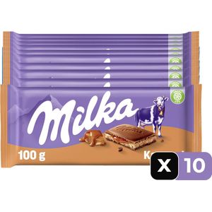 Milka Chocolade Reep Karamel - 100 g - 10 Stuks - Chocolade - Reep - Voordeelverpakking