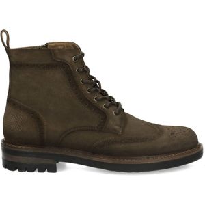 Manfield - Heren - Groene suède veterboots - Maat 43