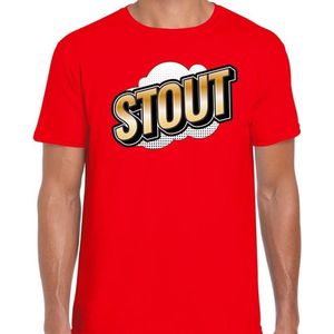 Fout Stout t-shirt in 3D effect rood voor heren - fout fun tekst shirt / outfit - popart XL