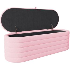 Zitbank opbergpoef teddyfleece bank slaapkamermeubel Roze
