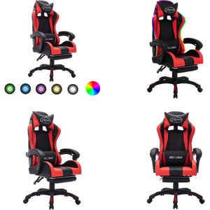 vidaXL Racestoel met RGB LED-verlichting kunstleer rood en zwart - Kantoorstoel - Kantoorstoelen - Kantoor Stoel - Kantoor Stoelen