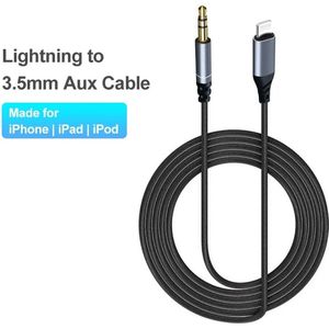 VIKEFON 8-pins naar 3.5 mm audio AUX kabel voor iPhone/iPad/iPod -Ondersteuning iOS - Lengte 1.2 m - Zwart - Autoradio