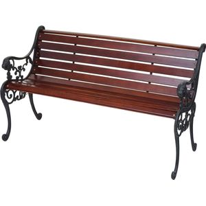 Tuinbank MCW-F98, parkbank houten bank, 2-zits gietijzer hout 125cm 20kg ~ bruin
