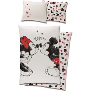 Disney Minnie Mouse Dekbedovertrek - kiss  140x200 cm - 60 x 63 cm