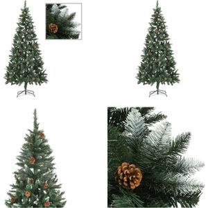 vidaXL Kunstkerstboom met dennenappels en wit glitter 210 cm - Kerstboom - Kerstbomen - Kunstboom - Kunstbomen