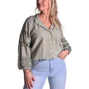 Blouse met Kanten Mouwen Legergroen