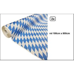 2x Tafelrol tafelkleed Oktoberfest blauw-wit 100cm x 800cm papier - diner food festival eten fun thema feest party