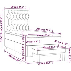 vidaXL - Boxspring - met - matras - fluweel - donkerblauw - 90x200 - cm