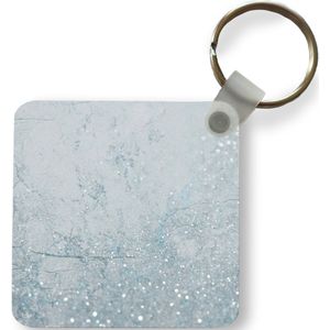 Sleutelhanger - Marmer - Blauw - Glitter - Plastic - Rond - Uitdeelcadeautjes