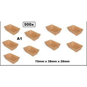 500x Snack / saus bakje A1 Kraft - 72mm x 38mm x 28mm - Saus mayonaise mini snacks loempia bitterbal snacks food
