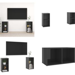 vidaXL Tv-meubelen 2 st 72x35x36-5 cm spaanplaat hoogglans grijs - Tv-kast - Tv-kasten - Tv-standaard - Tv-standaarden