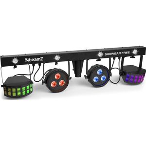Lichteffect - BeamZ Showbar FREE disco lichteffect - Complete lichtshow met 2x PAR spot, 2x Derby lichteffect en LED stroboscoop - Levering incl. tas en afstandsbediening