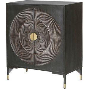 Opbergkast Sun Laag 2 deurs massief mangohout Mysons 80x41x95 cm - Compacte kast - Klein dressoir - Halkastje