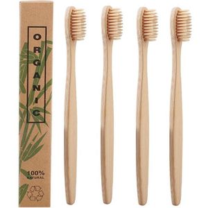 Bamboe Tandenborstels |Set Van 4 Tandenborstels | Medium soft | Biologisch Afbreekbaar |Creme