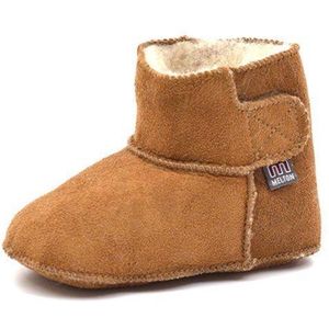 Melton Lambfur bootie - Camel - babyslofjes - maat 18/19