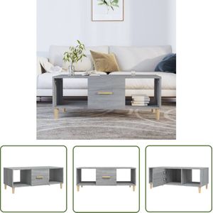 The Living Store Salontafel 102x50x40 cm bewerkt hout grijs sonoma eikenkleurig - Salontafel - Houten Salontafel - Grijze Salontafel - Tv Tafellaar - Banksalontafel