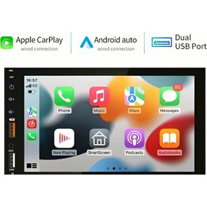 Multimedia CarPlay Scherm- Draadloze CarPlay Dongle voor Apple en Android - Geschikt voor Auto Radiosystemen - Draadloos CarPlay Gemak - Universeel Wifi Video Speler - Met Camera