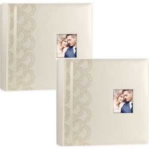 2x Luxe fotoboek/fotoalbum Anais bruiloft/huwelijk met 50 paginas goud - 32 x 32 x 5 cm