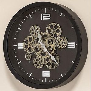 Klok - Tandwiel - Ø38 cm - Zwart