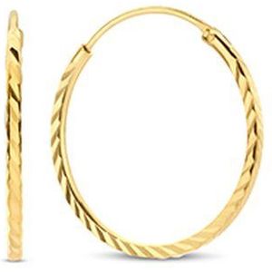 New Bling 9NB-1011 Zilveren Oorringen - Dames - Gediamanteerd - 12 mm Doorsnee - 1,2 mm Dikte - Zilver - Gold Plated (Verguld/Goud op Zilver)